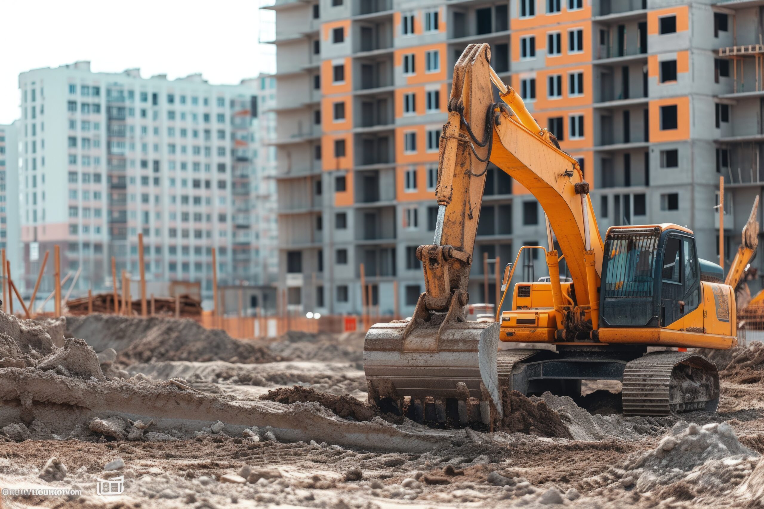 Scene of construction site with equipment