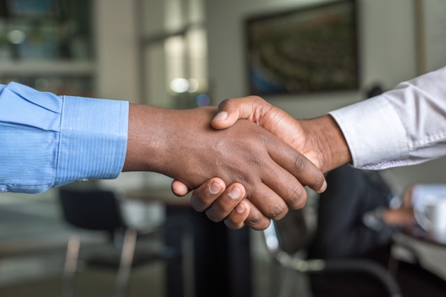 Two men handshaking